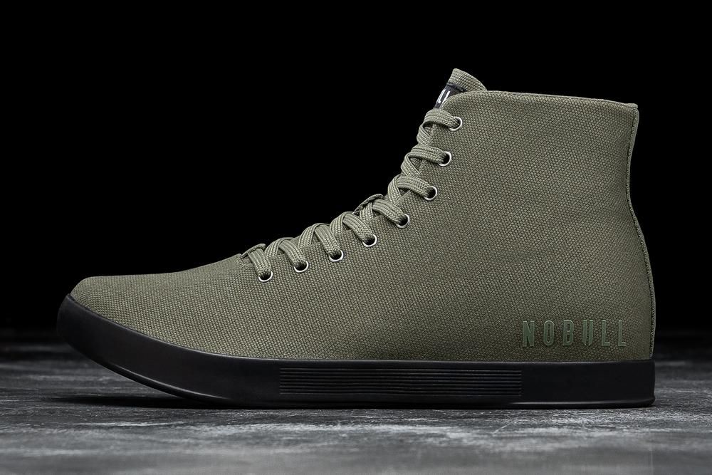 NOBULL Men's High-Top Canvas Training Shoes - Army Grey - Ireland (2576PCXWH)